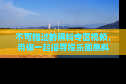 不可错过的黑料专区视频,带你一起探寻娱乐圈黑料