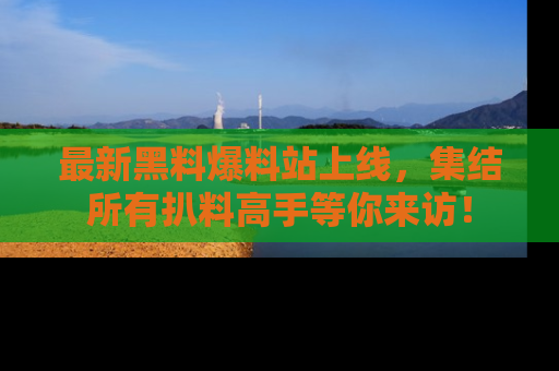 最新黑料爆料站上线,集结所有扒料高手等你来访!